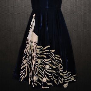 Navy blue velvet gown